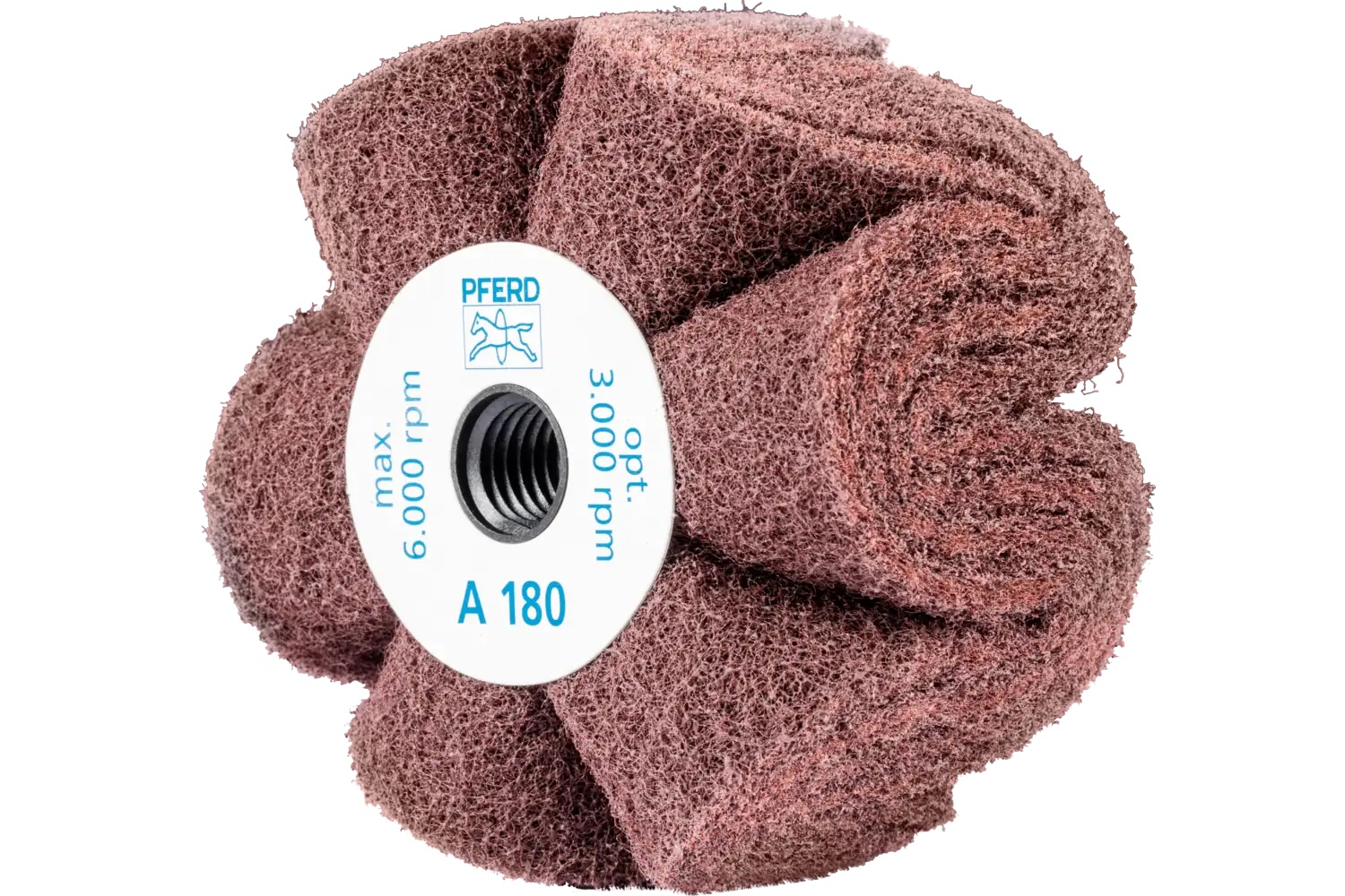 Picture of Pferd Polinox® Non-Woven Finishing Drum, 4"x 2 x 5/8-11, Interleaved, 180 Grit, Aluminum oxide